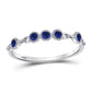14kt White Gold Round Blue Sapphire Dot Stackable Band Ring 1/5 Cttw