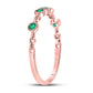 10kt Rose Gold Round Emerald Dot Stackable Band Ring 1/20 Cttw