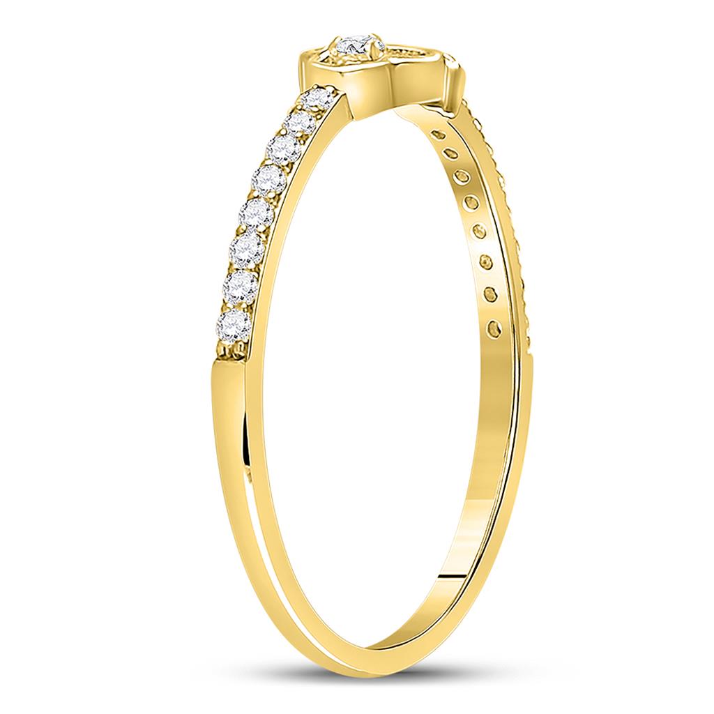 10k Yellow Gold Round Diamond Spade Stackable Band Ring 1/6 Cttw