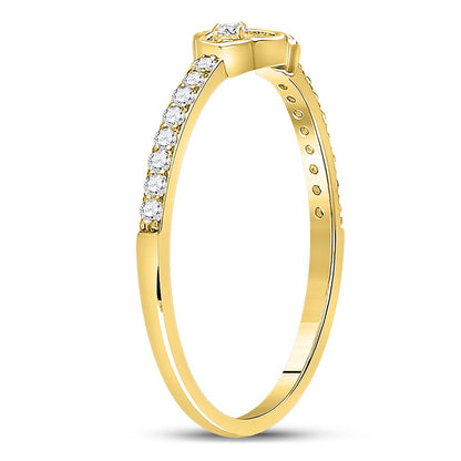 10k Yellow Gold Round Diamond Spade Stackable Band Ring 1/6 Cttw