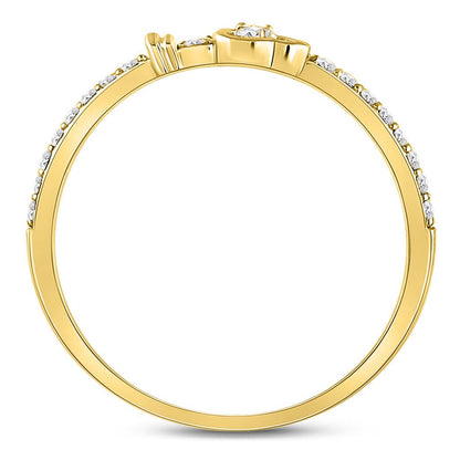 10k Yellow Gold Round Diamond Spade Stackable Band Ring 1/6 Cttw