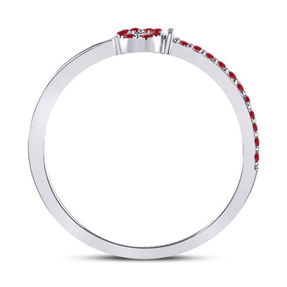 14kt White Gold Round Ruby Key Stackable Band Ring 1/5 Cttw