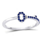 14kt White Gold Round Blue Sapphire Key Stackable Band Ring 1/5 Cttw
