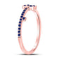 10kt Rose Gold Round Blue Sapphire Key Stackable Band Ring 1/5 Cttw