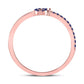 10kt Rose Gold Round Blue Sapphire Key Stackable Band Ring 1/5 Cttw