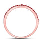 10k Rose Gold Round Ruby Cross Stackable Band Ring 1/6 Cttw