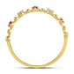 10k Yellow Gold Round Ruby Diamond Beaded Stackable Band Ring 1/20 Cttw