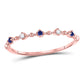 10k Rose Gold Round Blue Sapphire Diamond Beaded Stackable Band Ring 1/20 Cttw