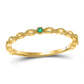 10k Yellow Gold Round Emerald Solitaire Milgrain Stackable Band Ring .01 Cttw