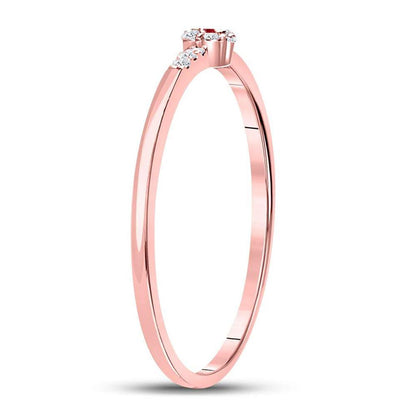 10kt Rose Gold Round Ruby Diamond Stackable Band Ring 1/20 Cttw