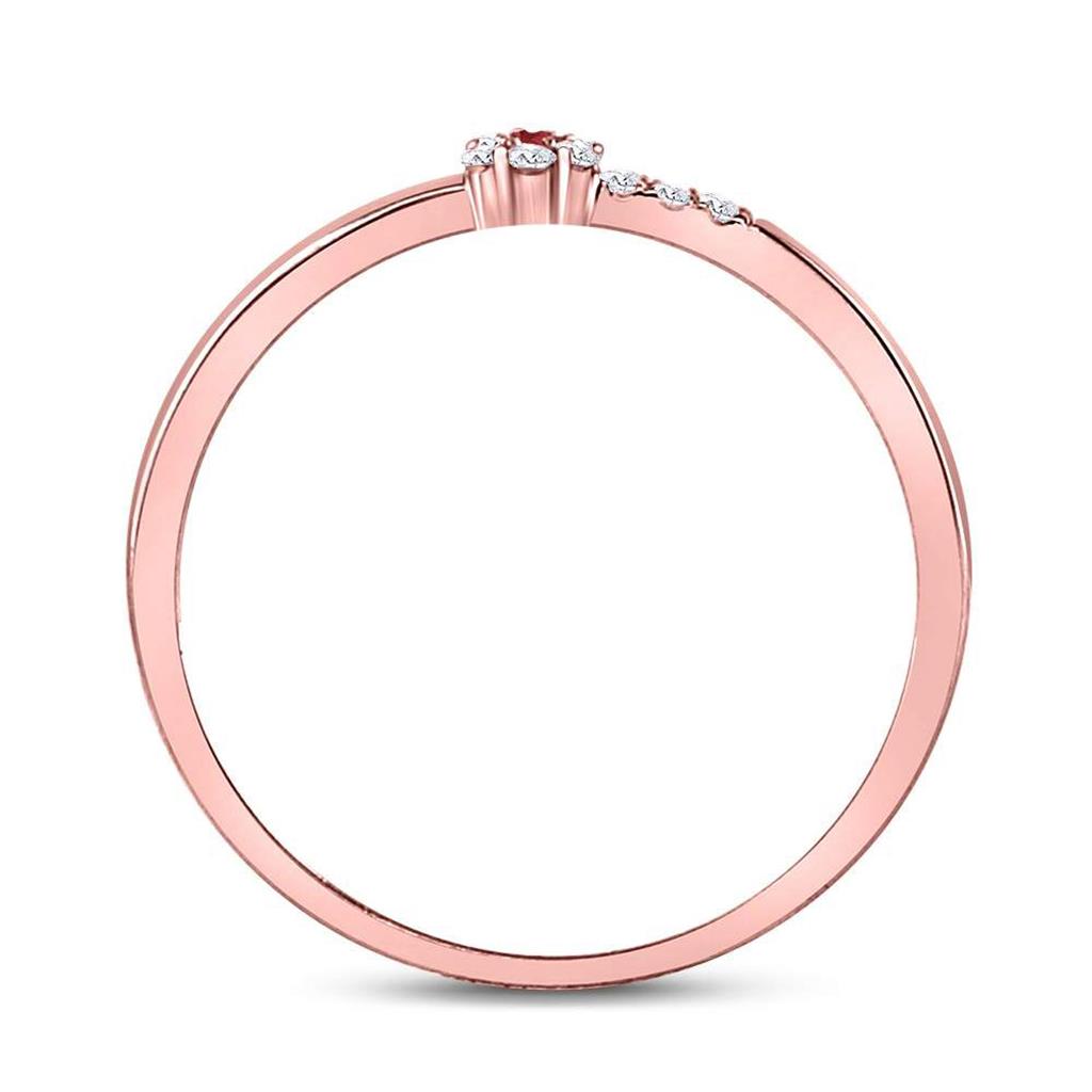 10kt Rose Gold Round Ruby Diamond Stackable Band Ring 1/20 Cttw