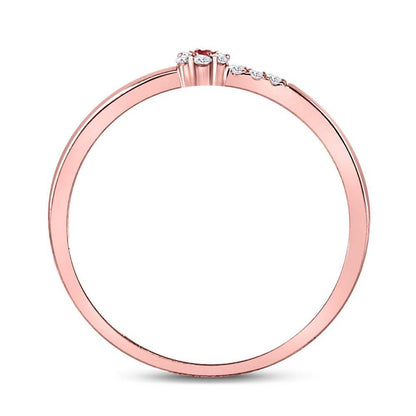 10kt Rose Gold Round Ruby Diamond Stackable Band Ring 1/20 Cttw