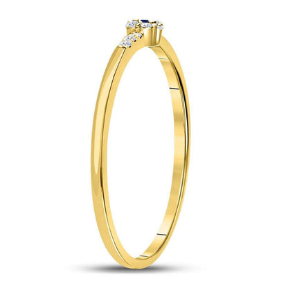 10kt Yellow Gold Round Blue Sapphire Diamond Stackable Band Ring 1/12 Cttw