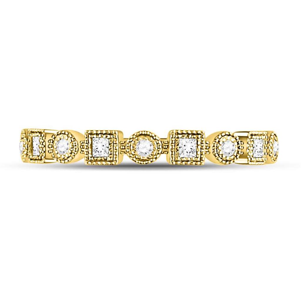 10kt Yellow Gold Round Diamond Square Dot Stackable Band Ring 1/6 Cttw