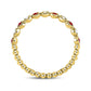 10k Yellow Gold Round Ruby Diamond Beaded Dot Stackable Band Ring 1/6 Cttw