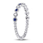 14kt White Gold Round Blue Sapphire Diamond Beaded Dot Stackable Band Ring
