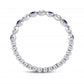 14kt White Gold Round Blue Sapphire Diamond Beaded Dot Stackable Band Ring