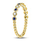 10k Yellow Gold Round Blue Sapphire Diamond Beaded Dot Stackable Band Ring 1/6 Cttw