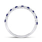14k White Gold Princess Blue Sapphire Diamond Stackable Band Ring 3/8 Cttw