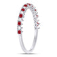14k White Gold Round Ruby Diamond Stackable Band Ring 1/4 Cttw