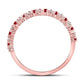 10k Rose Gold Round Ruby Diamond Stackable Band Ring 1/4 Cttw