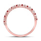 10k Rose Gold Round Ruby Diamond Stackable Band Ring 1/4 Cttw