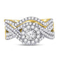 10k Yellow Gold Round Diamond Contoured Bridal Wedding Ring Set 1 Cttw