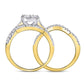 10k Yellow Gold Round Diamond Contoured Bridal Wedding Ring Set 1 Cttw