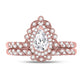 14k Rose Gold Pear Diamond Milgrain Bridal Wedding Ring Set 1-1/3 Cttw (Certified)