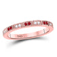 10k Rose Gold Round Ruby Diamond Milgrain Stackable Band Ring 1/4 Cttw