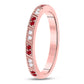 10k Rose Gold Round Ruby Diamond Milgrain Stackable Band Ring 1/4 Cttw