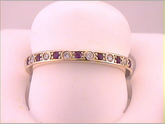 1/10CTW-Diamond 1/5CT-RUBY GEMSTONE STACKABLE BAND
