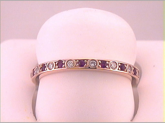 1/10CTW-Diamond 1/5CT-RUBY GEMSTONE STACKABLE BAND