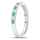 14k White Gold Round Emerald Diamond Alternating Stackable Band Ring 1/4 Cttw