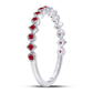 14kt White Gold Round Ruby Square Dot Stackable Band Ring 1/5 Cttw