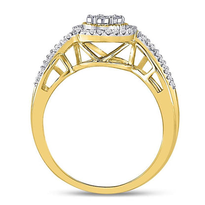 10kt Yellow Gold Round Diamond Flower Cluster Ring 1/6 Cttw