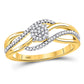 10kt Yellow Gold Round Diamond Open Strand Cluster Ring 1/6 Cttw