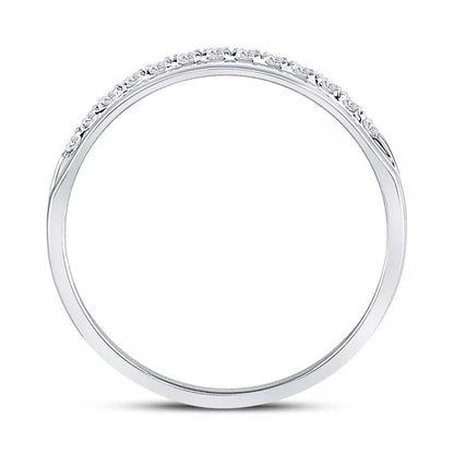 14k White Gold Machine Set Round Diamond Wedding Band Ring 1/5 Cttw