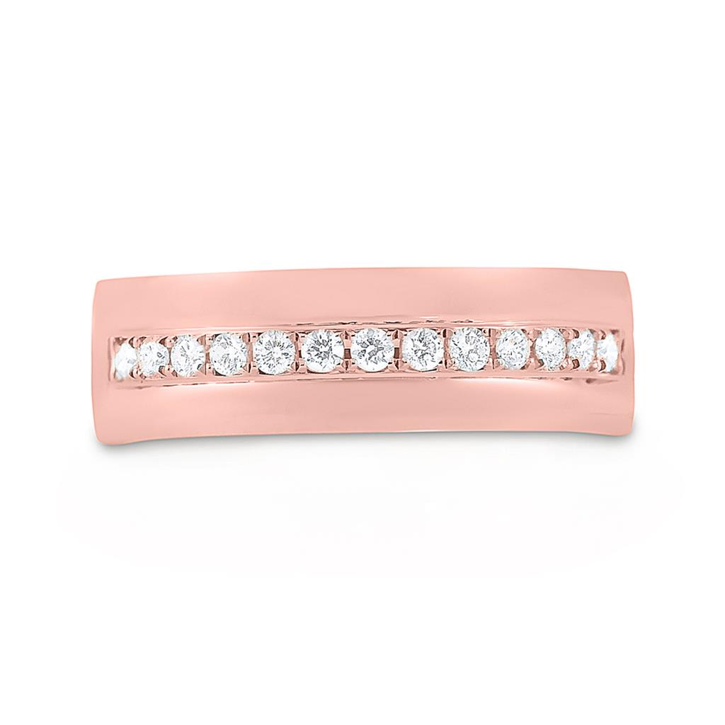 14k Rose Gold Round Diamond Wedding Single Row Band Ring 1/3 Cttw