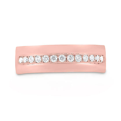14k Rose Gold Round Diamond Wedding Single Row Band Ring 1/3 Cttw