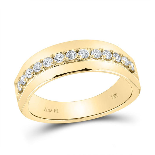 14k Yellow Gold Round Diamond Wedding Band Ring 1/2 Cttw