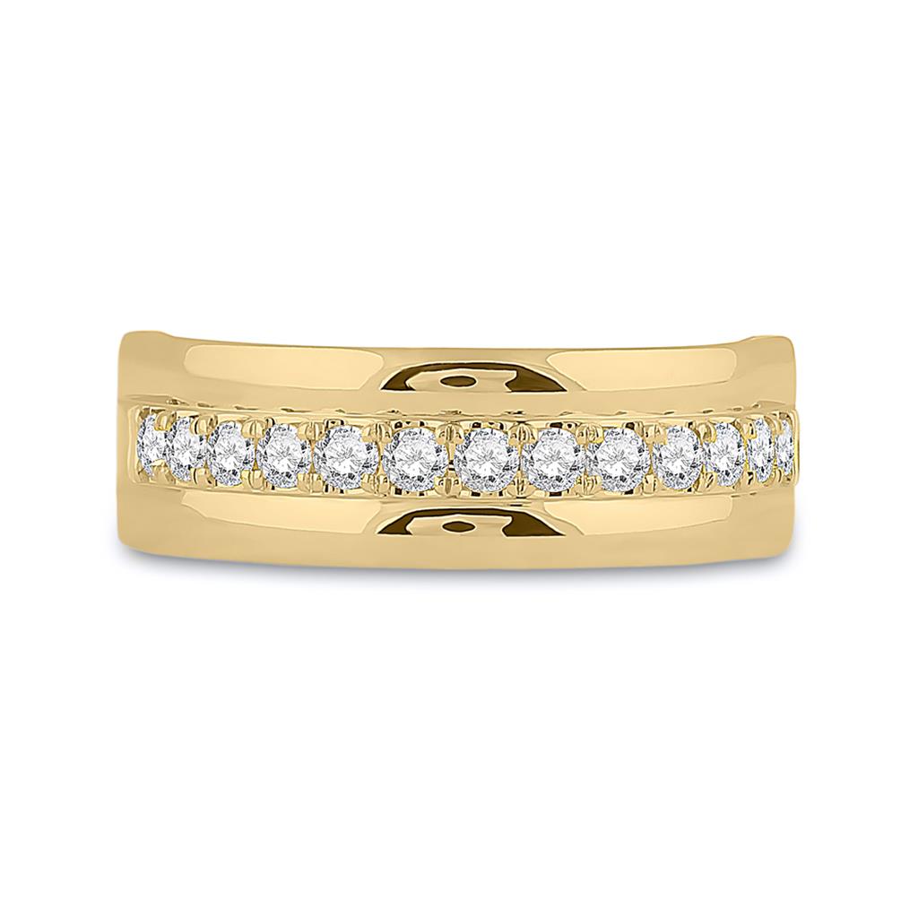 14k Yellow Gold Round Diamond Wedding Band Ring 1/2 Cttw