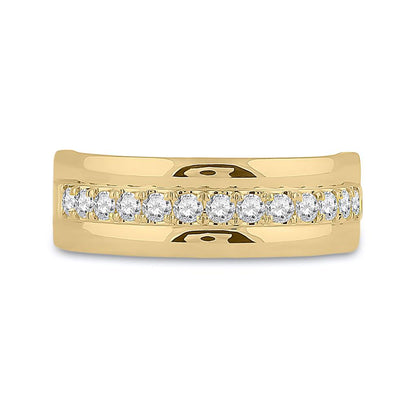 14k Yellow Gold Round Diamond Wedding Band Ring 1/2 Cttw