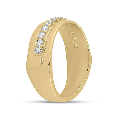 14k Yellow Gold Round Diamond Wedding Band Ring 1/2 Cttw