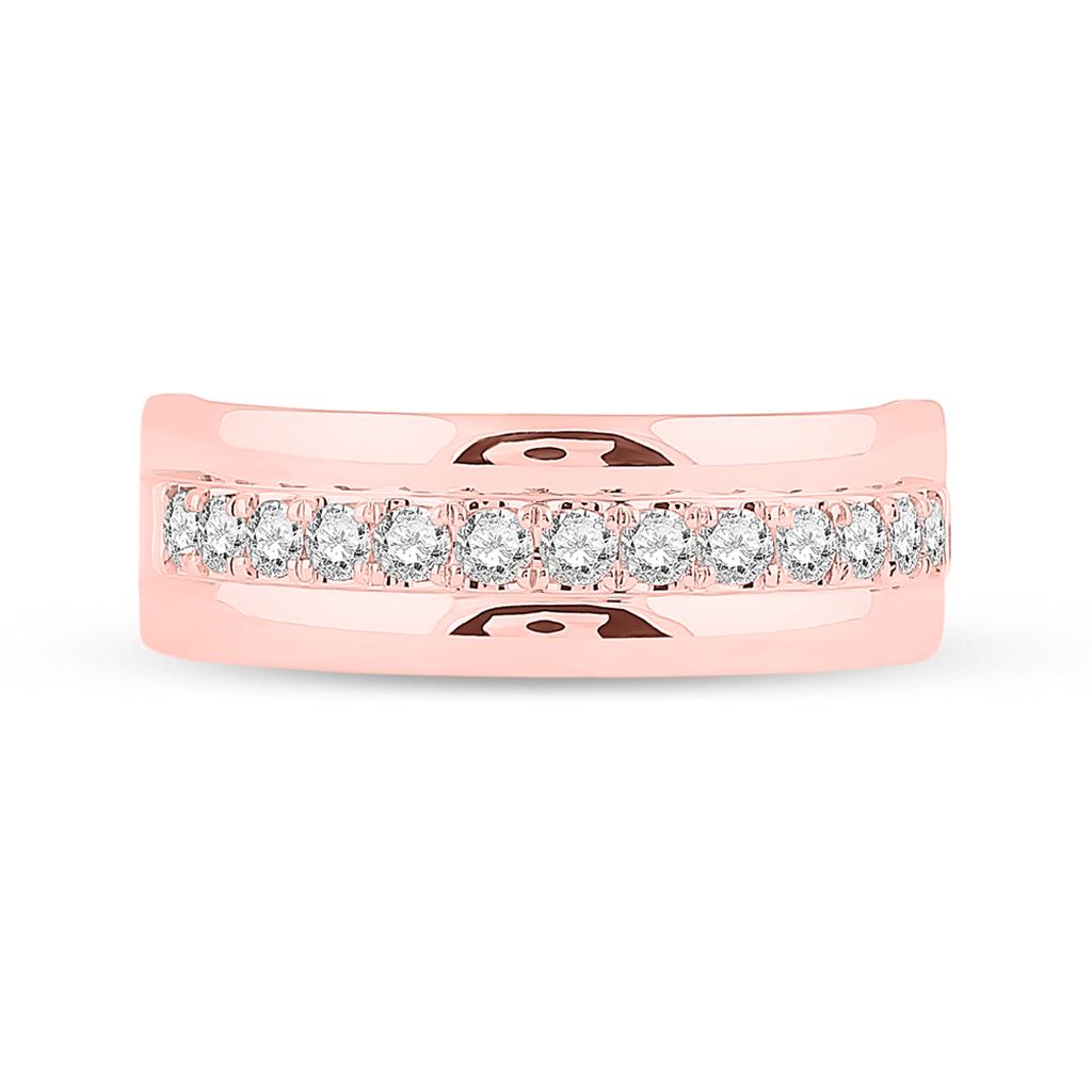 14k Rose Gold Round Diamond Wedding Band Ring 1/2 Cttw