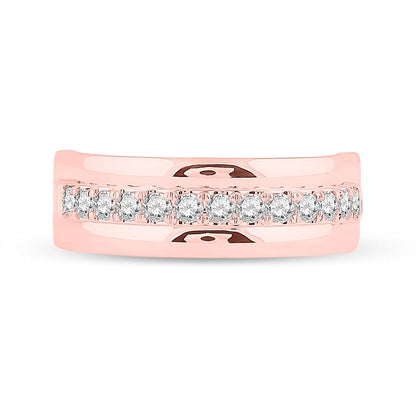 14k Rose Gold Round Diamond Wedding Band Ring 1/2 Cttw