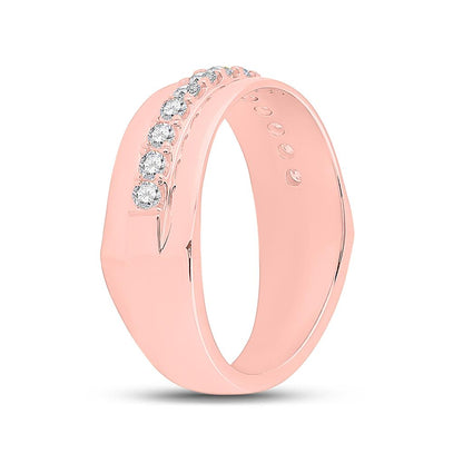 14k Rose Gold Round Diamond Wedding Band Ring 1/2 Cttw
