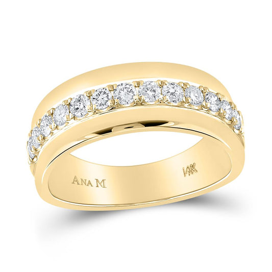 14k Yellow Gold Machine Set Round Diamond Wedding Band Ring 3/4 Cttw