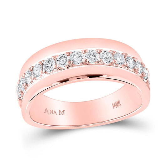 14k Rose Gold Round Diamond Wedding Single Row Band Ring 3/4 Cttw