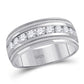 14kt White Gold Round Diamond Single Row Textured Wedding Band Ring 1 Cttw